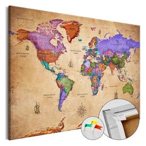 Quadri di sughero Colourful Travels (1 Part) Wide [Cork Map]