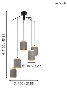 Eglo 99447 - Lampadario su cavo ALBARIZA 5xE27/40W/230V a ragno