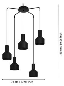 Eglo 99553 - Lampadario su corda CASIBARE 5xE27/40W/230V