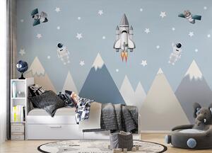 Carta da parati Razzi, satelliti e astronauti sulle montagne, Carta da parati per Bambini, u96333 : Uwalls.it
