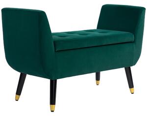 HOMCOM Panca Imbottita con Contenitore e Braccioli, Effetto Velluto, in Poliestere, 107x42x65 cm, Verde | Aosom Italy