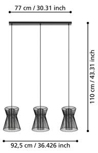 Eglo 99634 - Lampadario su corda MASETA 3xE27/40W/230V nero