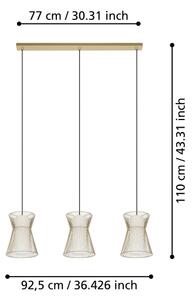 Eglo 99636 - Lampadario su corda MASETA 3xE27/40W/230V oro