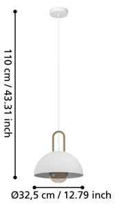 Eglo 99695 - Lampadario su corda CALMANERA 1xE27/40W/230V bianco