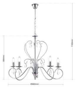 Orion LU 1658/5 - Lampadario di cristallo a sospensione con catena ALESSIA 5xE14/40W/230V cromo lucido