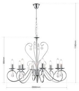Orion LU 1658/8 - Lampadario di cristallo a sospensione con catena ALESSIA 8xE14/40W/230V cromo lucido