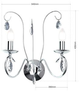 Orion WA 2-1093/2- Applique di cristallo ALESSIA 2xE14/40W/230V cromo lucido