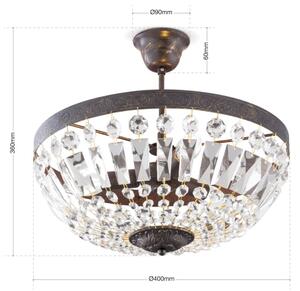 Orion DL 7-487/3-Lampadario di cristallo a sospensione con supporto rigido ARILA 3xE14/40W/230V diametro 40 cm marrone/patina