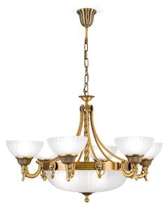 Orion LU 1689/6+3 - Lampadario a sospensione con catena ROCCA 9xE27/60W/230V diametro 75 cm bronzo/bianco