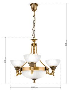 Orion LU 1689/3+3 - Lampadario a sospensione con catena ROCCA 6xE27/60W/230V diametro 64 cm bronzo/bianco