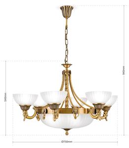 Orion LU 1689/6+3 - Lampadario a sospensione con catena ROCCA 9xE27/60W/230V diametro 75 cm bronzo/bianco