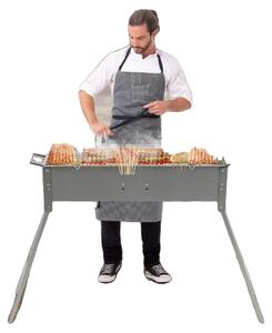Barbecue portatile, 24 x 7 pollici, altezza contenitore carbone 3,15-3,94 pollici, capacità di carico 44 libbre, lega di zinco-ferro, supporto pieghevole