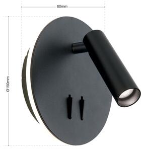 Orion WA 2-1467 - Luce Spot da parete a LED LENNY LED/6W/230V + LED/3W nero