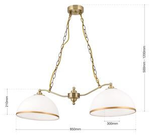 Orion HL 6-1810/2 - Lampadario a sospensione con catena OLD LAMP 2xE27/40W/230V bianco/ottone