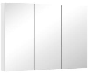 HOMCOM Specchio Bagno Contenitore con 3 Ante, 91.5x11.5x65 cm, Mobile Bagno da Parete, Ripiani Regolabili, Bianco | Aosom Italy