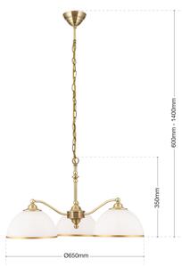 Orion LU 1838/3 - Lampadario a sospensione con catena OLD LAMP 3xE27/40W/230V bianco/ottone