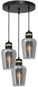 Lampadario RICHMOND nero-trasparente-oro 3xE27x60W vetro, dimensioni: 100x30x30 cm, IP20 Milagro
