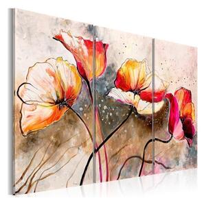 Quadro Papaveri frustati dal vento