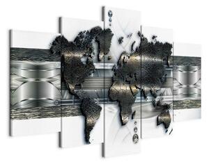 Quadro Mappa di mondo di metallo
