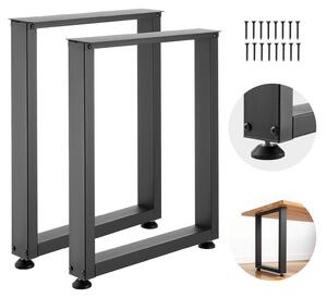 Piedini per tavolo - Set da 2 gambe per tavolo 60 x 75 cm - Profilo quadrato - Portata fino a 1000 kg - Per tavolo da pranzo, scrivania, tavolino da salotto - Nero