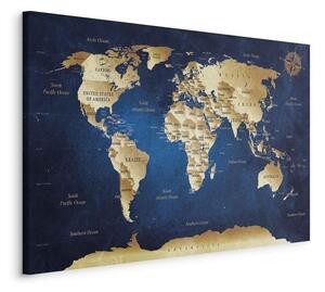 Quadro World Map The Dark Blue Depths
