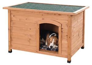 Relaxdays, cuccia per cani, legno, dimensioni: 58,5 x 85 x 53 cm, resistente alle intemperie, tetto pieghevole, villetta per cani da esterno, colore: arancione/verde