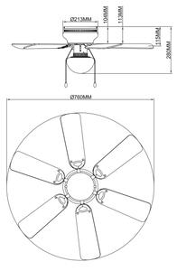 GLOBO 0307 - Ventilatore da soffitto UGO 1xE27/60W/230V