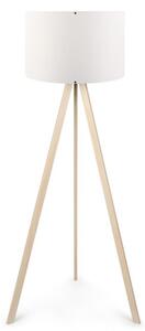 Lampada Treppiede Da Pavimento 38x140 Cm Design Moderno 60W Rovere E Bianco