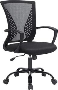 Sedia da ufficio ergonomica Famanu, con braccioli pieghevoli - Colore: nero
