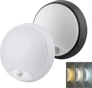 Solight Illuminazione a LED per esterni con sensore e CCT regolabile, 18W, 1800lm, 22cm, 2in1, copertura bianca e nera