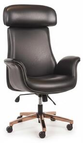 Poltrona da ufficio nera, stile minimalista, struttura in metallo, design moderno