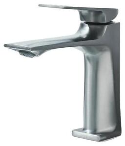 Rubinetto per lavabo, acciaio inox, monocomando, grigio
