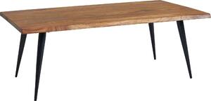 Tavolino "Tanjore" con piano in legno massello di sheesham rivestito con vernice trasparente e struttura in acciaio inossidabile verniciato a polvere nero in sheesham. Dimensioni (L/A/P) 110x40x60 cm