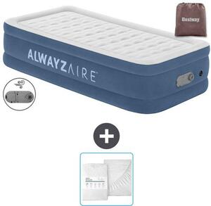 Materasso gonfiabile singolo 97 x 191 x 46 cm, blu. Pompa e lenzuolo con angoli inclusi