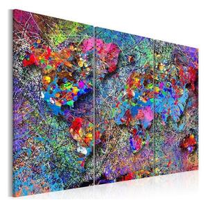 Quadro World Map Colourful Whirl
