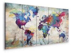 Quadro World Map Cracked Wall