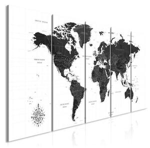 Quadro Black and White Map (5 Parts) Narrow