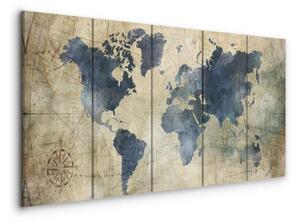 Quadro Retro Map (5 Parts) Narrow