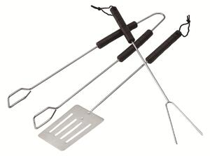 Kit utensili in inox con manico in plastica, 3 pezzi