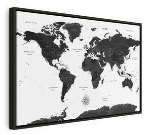Quadro Black and White Map (1 Part) Wide