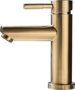 Miscelatore monocomando per lavabo da bagno, montaggio a incasso con un foro, acciaio inossidabile, cartuccia in Vetroceramica, rubinetto per acqua calda e fredda, finitura dorata spazzolata