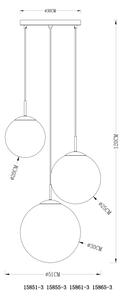 GLOBO 15855-3 - Lampadario a sospensione con filo VARUS 3xE27/40W/230V