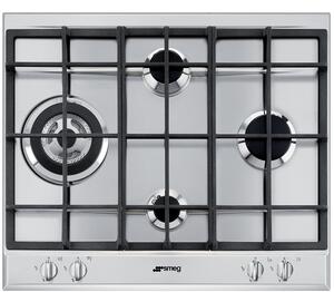 Smeg Piano Cottura 4 Fuochi a Gas Larghezza 60 cm (1 Bruciatore Wok) in Acciaio Inox colore Inox - SLR64SGH