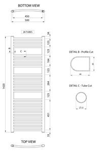 Radiatore da bagno Aqualine ALYA curvo 500x1420 mm, cromato