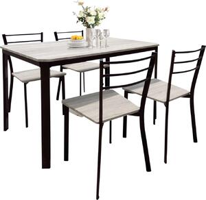 Set tavolo Lily, 4 sedie - beige/nero