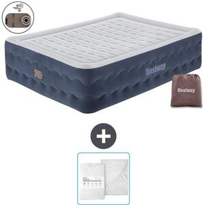 Materasso gonfiabile per 2 persone - 152 x 203 x 51 cm - Blu - con pompa e biancheria da letto