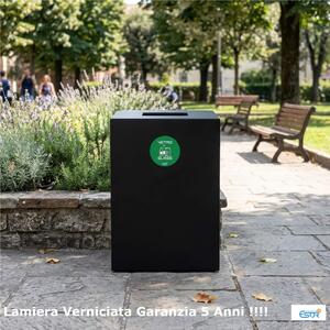 Pattumiera, Mobiletto per raccolta differenziata in acciaio 1 scomparti da 100L Dimensioni 45x50xh 80 cm 1 scomparti da 100 litri totali, 4 Etichette colore Antracite
