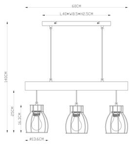 Globo 15326-3N - Lampadario a sospensione con filo MINA 3xE27/40W/230V