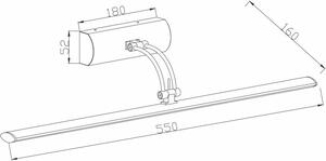 Applique LED Picture Light cromata 8W, bianco caldo, 640 lm, metallo, dimensioni: 16x55x16 cm, IP20, Reality