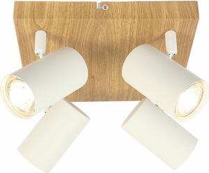 Faretto da soffitto Quentin in legno chiaro, 4xGU10x12W, metallo, dimensioni: 12x25x25 cm, IP20, Reality
